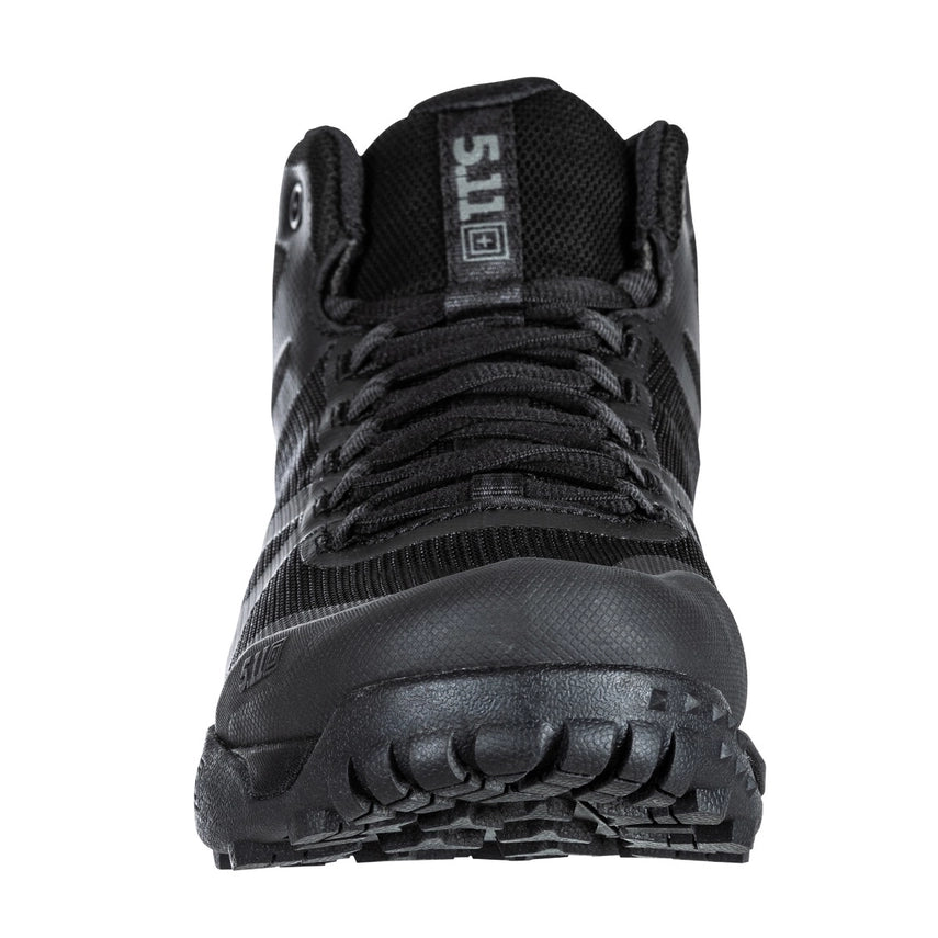 5.11 Tactical A/T Mid Boot (12430) | This is the 5.11 A/T Mid. That’s mid-height, not mid-night, though it will find favor on that shift to be sure. Featuring 3D molded TPR toe and heel protection, a welded/mesh upper, and high performance, high traction outsole, the All Terrain Load Assistance System (A.T.L.A.S.)