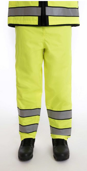 Blauer Hi-Vis B.Dry Rain Pants (134-1) | The Fire Center | The Fire Store | Store | FREE SHIPPING | Our waterproof, lightweight rain pants in Hi-Vis, certified to ANSI 107-2020 Type P Class E for daytime and nighttime visibility. Boot cut pattern and elasticized waistband for optimal appearance and fit. Waterproof®