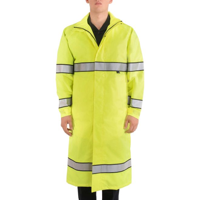 Blauer B.Dry All Purpose Raincoat (26976-1) | The Fire Center | Fuego Fire Center | Store | FIREFIGHTER GEAR | Stay dry and be seen with our waterproof, windproof and breathable full length raincoat. Durable, easy care hi-vis polyester is lined for comfort. Our most popular non-reversible raincoat is perfect for anyone who has to be outside, and is certified to ANSI 107-2020 Type P Clas