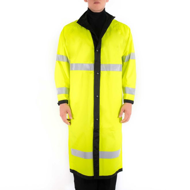 Blauer Reversible Raincoat (26990) | The Fire Center | Fuego Fire Center | Store | FIREFIGHTER GEAR | FREE SHIPPING | Not many jackets weigh less than this lightweight, hi-tech, single-layer waterproof, breathable reversible rainwear. ANSI 107-2020 Type P Class 3 high visibility jacket is waterproof, bright, and durable to wear and fading. 