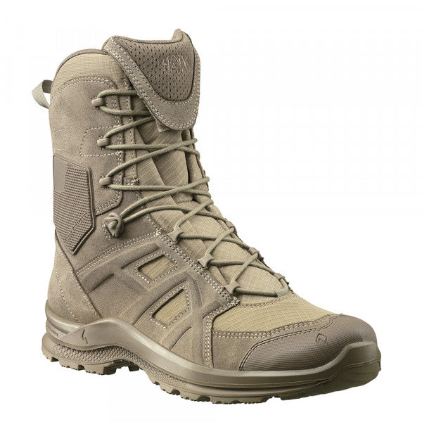 HAIX Black eagle Athletic 2.0 VT High Side Zip Desert (330005) | Free Shipping | "HAIX Black Eagle Athletic 2.0 VT High Side Zip Desert" Boot height in inches 8 inches Color Fawn/beige Conductivity Anti-static Fastener 2 zone lacing, Side Zipper Gender Male Inner liner Textile Primary use Military Product type Factory firsts Safety toe No safety toe Shank TPU R3000 Sole 018