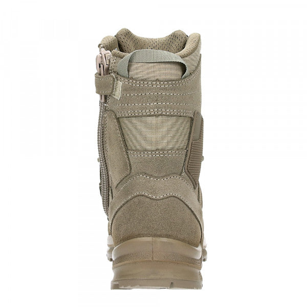 HAIX Black eagle Athletic 2.0 VT High Side Zip Desert (330005) | Free Shipping | "HAIX Black Eagle Athletic 2.0 VT High Side Zip Desert" Boot height in inches 8 inches Color Fawn/beige Conductivity Anti-static Fastener 2 zone lacing, Side Zipper Gender Male Inner liner Textile Primary use Military Product type Factory firsts Safety toe No safety toe Shank TPU R3000 Sole 018