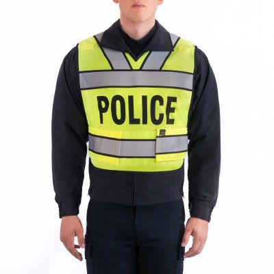 Blauer Breakaway Safety Vest (339) | FREE SHIPPING | Popular pull over style safety vest is specially made for use over uniform shirt or winter outerwear - just drop over head and fasten at the sides. Certified to ANSI 107 Type P Class 2.
