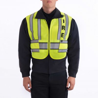 Blauer Zip-Front Breakaway Safety Vest (343) | The Fire Center | Fuego Fire Center | Store | FIREFIGHTER GEAR | US DOT requires public safety employees to wear garments certified to ANSI 107-2020 Type P Class 2 when working in any roadway. Blauer 4-point breakaway safety vests are designed to allow access to all your equipment.