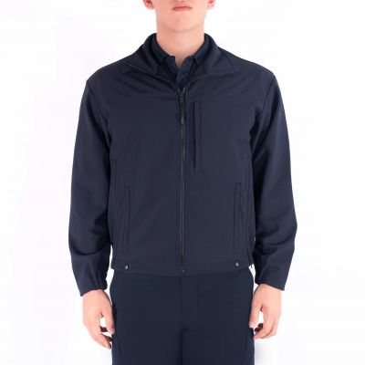 Front view of Blauer 4660 Softshell Fleece Jacket in dark navy | The Fire Center | Fuego Fire Center