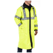 5.11 Tactical Reversible Hi-Vis Rain Coat (48125) | The Fire Center | The Fire Store | Store | FREE SHIPPING | REVERSIBLE HI-VIS RAIN COAT DETAILS Offering fully waterproof weather protection and ANSI/ISEA 107-2015 Type R & P, Class 3 visibility for night time or low light environments, the Long Reversible High Vis Rain Coat is a great value for patrol officers.
