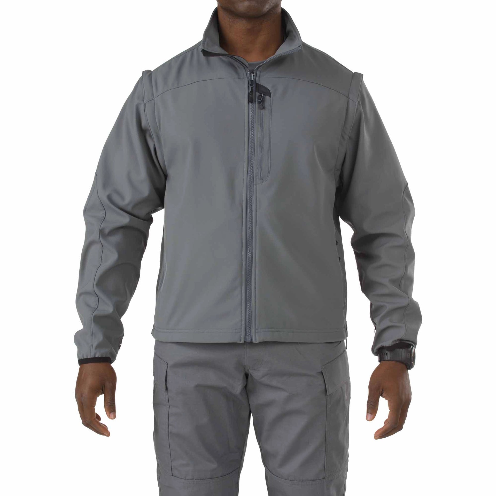 5.11 Tactical Valiant Softshell Jacket (48167) | The Fire Center | Fuego Fire Center | Ideal for light patrol duty wear, the Valiant Softshell Jacket is crafted from wind resistant bonded polyester fabric for superior protection against wind and rain.