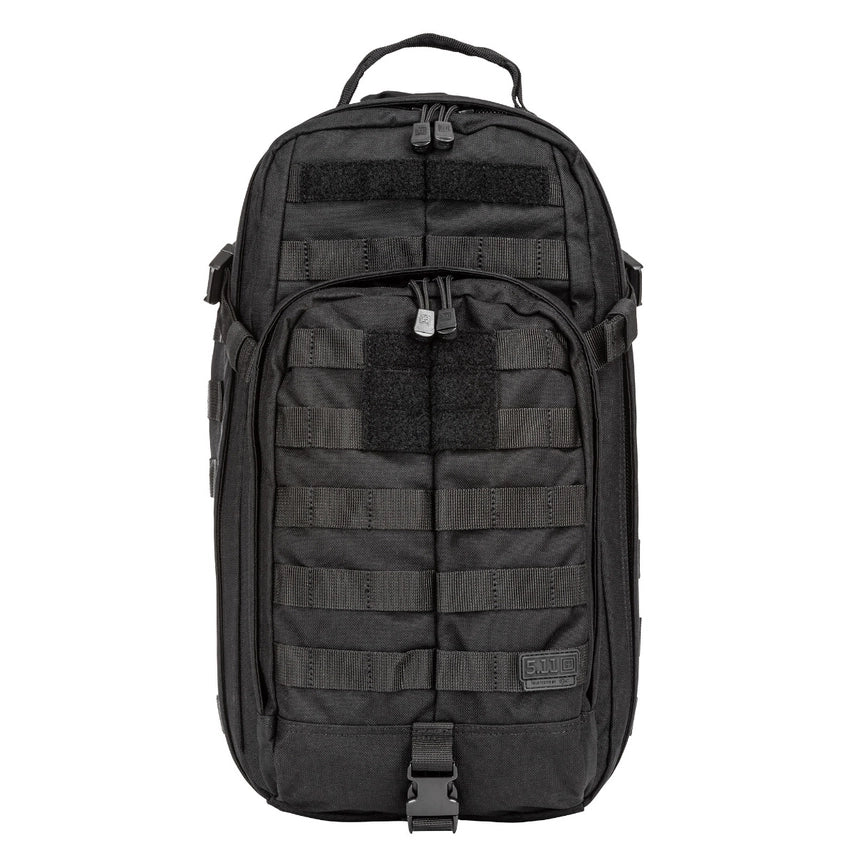 5.11 Tactical Rush Moab™ 10 Sling Pack 18L (56964) | The Fire Center | The Fire Store | Store | FREE SHIPPING | Part of the Rush Backpack series, the MOAB 10 is fully ambidextrous, high-performance sling pack loaded with tactical CCW utility. DIMENSIONS Main Compartment - 18.25" H x 9" L x 7.25" DFront pocket - 12.5” H x 8” L x 2” DTotal Capacity - 1,093cubic inch / 18-literWeight - 2.6 lbs