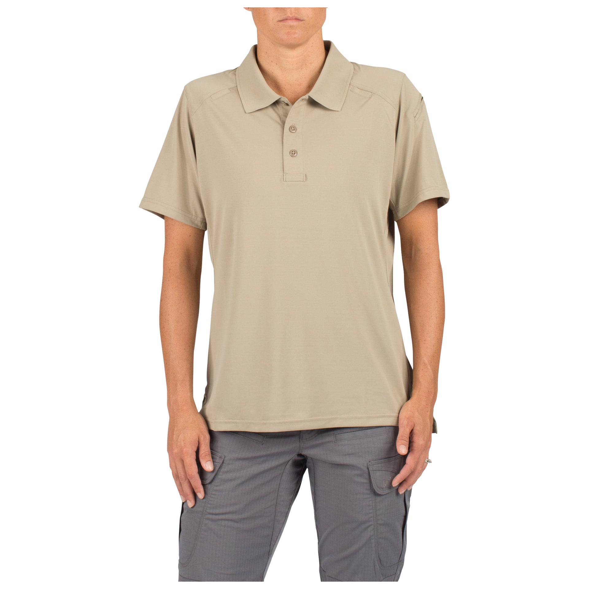 5.11 Tactical Women’s Helios Short Sleeve Polo (61305) | The Fire Center | Fuego Fire Center | FIREFIGHTER GEAR | Designed for comfort in hot, sticky weather, the Helios Polo is crafted from snag- resistant jersey knit fabric that offers moisture- wicking, quick- drying, and odor control characteristics to keep you cool, crisp, and fresh at all times