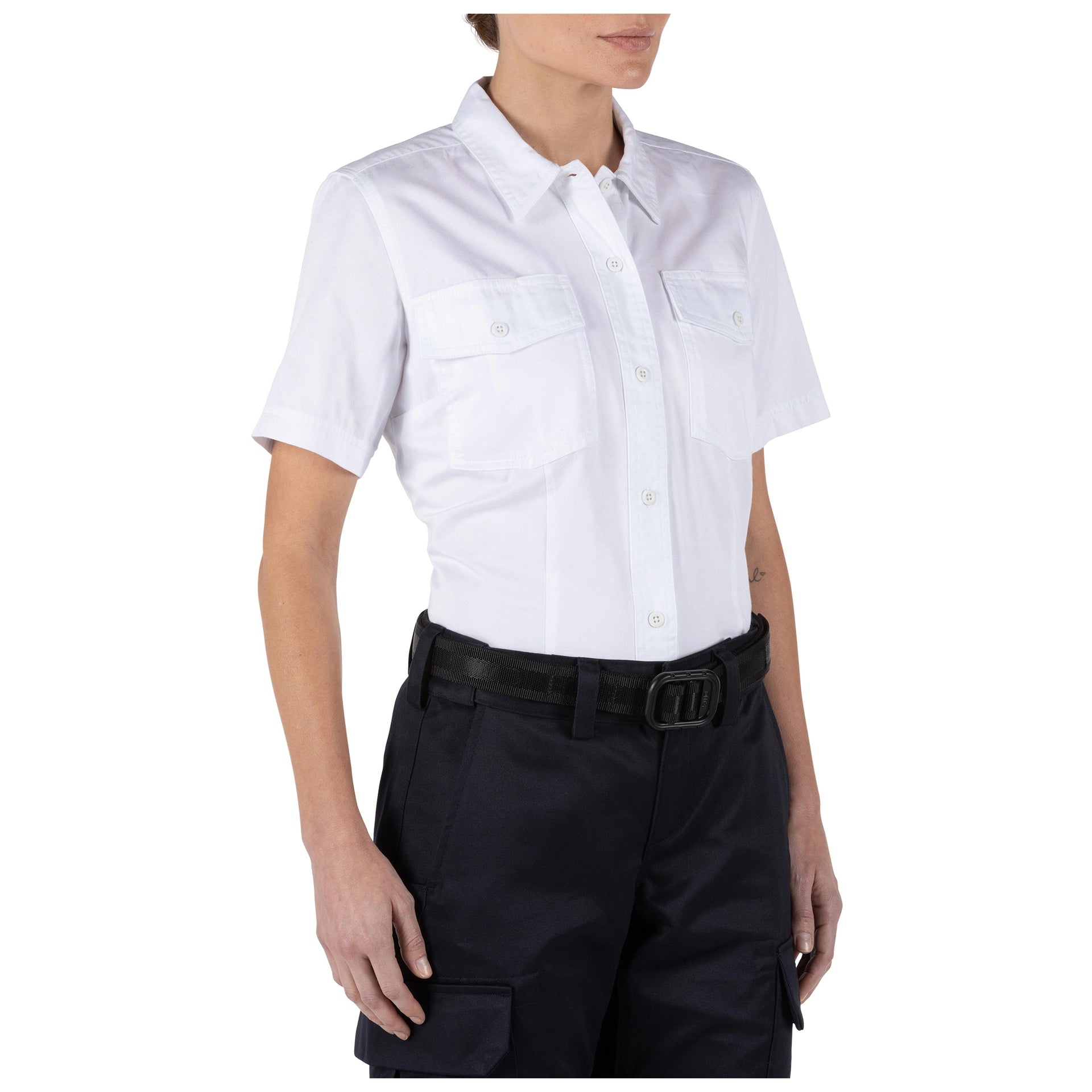 5.11 Tactical Women's Company Short Sleeve Shirt (61321) | The Fire Center | Fuego Fire Center | FIREFIGHTER GEAR | Ready to answer every call through a busy shift, the Company Shirt backs you with a vital layer of safety (certified to NFPA 1975, 2019 edition) in a high-tech, low maintenance fabric. It’s made with a soft, yet durable cotton twill