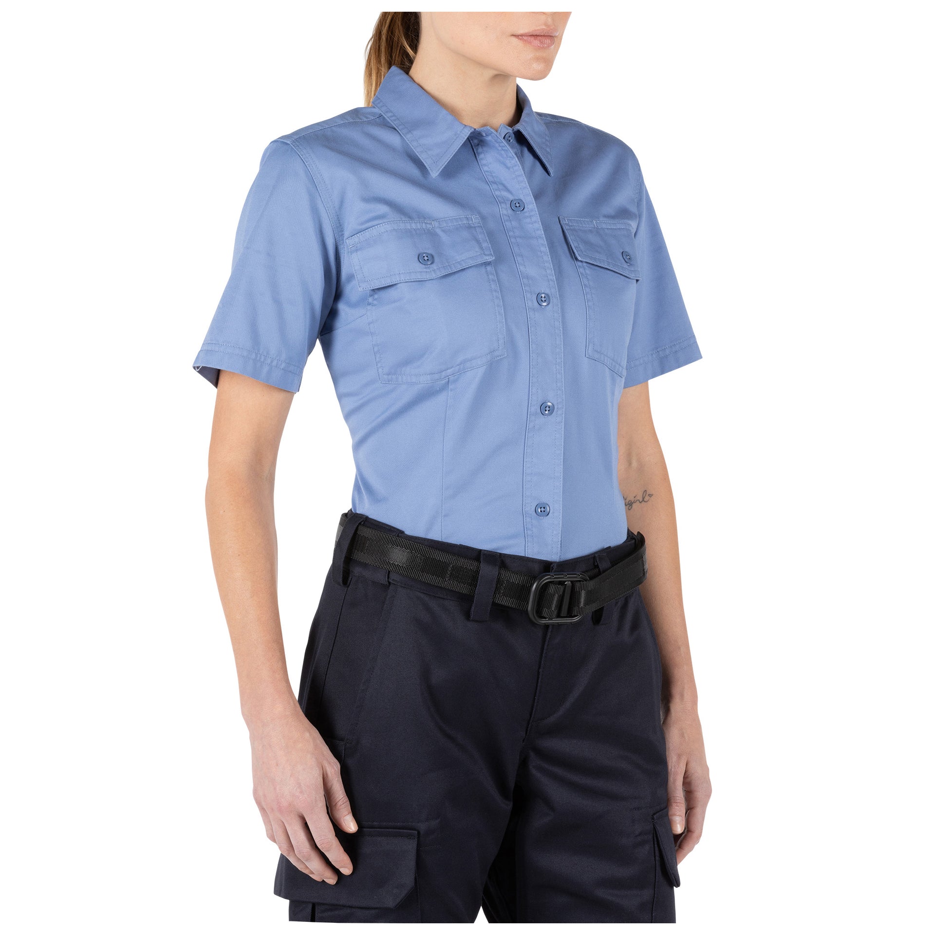 5.11 Tactical Women's Company Short Sleeve Shirt (61321) | The Fire Center | Fuego Fire Center | FIREFIGHTER GEAR | Ready to answer every call through a busy shift, the Company Shirt backs you with a vital layer of safety (certified to NFPA 1975, 2019 edition) in a high-tech, low maintenance fabric. It’s made with a soft, yet durable cotton twill