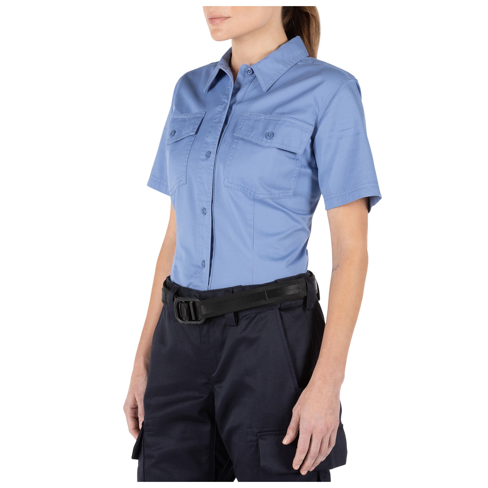 5.11 Tactical Women's Company Short Sleeve Shirt (61321) | The Fire Center | Fuego Fire Center | FIREFIGHTER GEAR | Ready to answer every call through a busy shift, the Company Shirt backs you with a vital layer of safety (certified to NFPA 1975, 2019 edition) in a high-tech, low maintenance fabric. It’s made with a soft, yet durable cotton twill