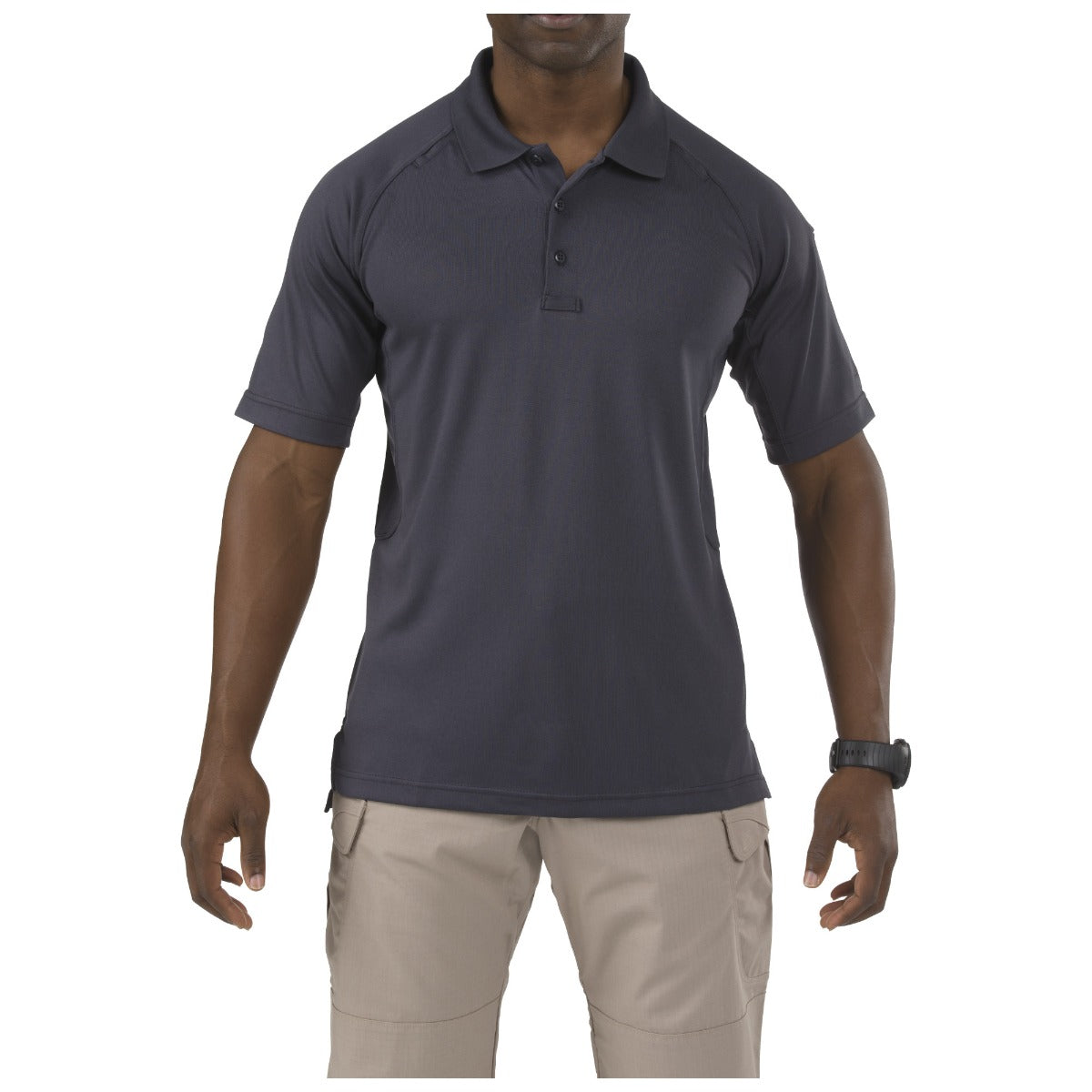 5.11 Tactical Performance Short Sleeve Polo (71049) | The Fire Center | Fuego Fire Center | Firefighter Gear | Made of jersey-knit 100% polyester fabric, the Performance Polo is wrinkle and shrink-resistant, snag-resistant, anti-odor, and has a stay-flat, no-roll collar