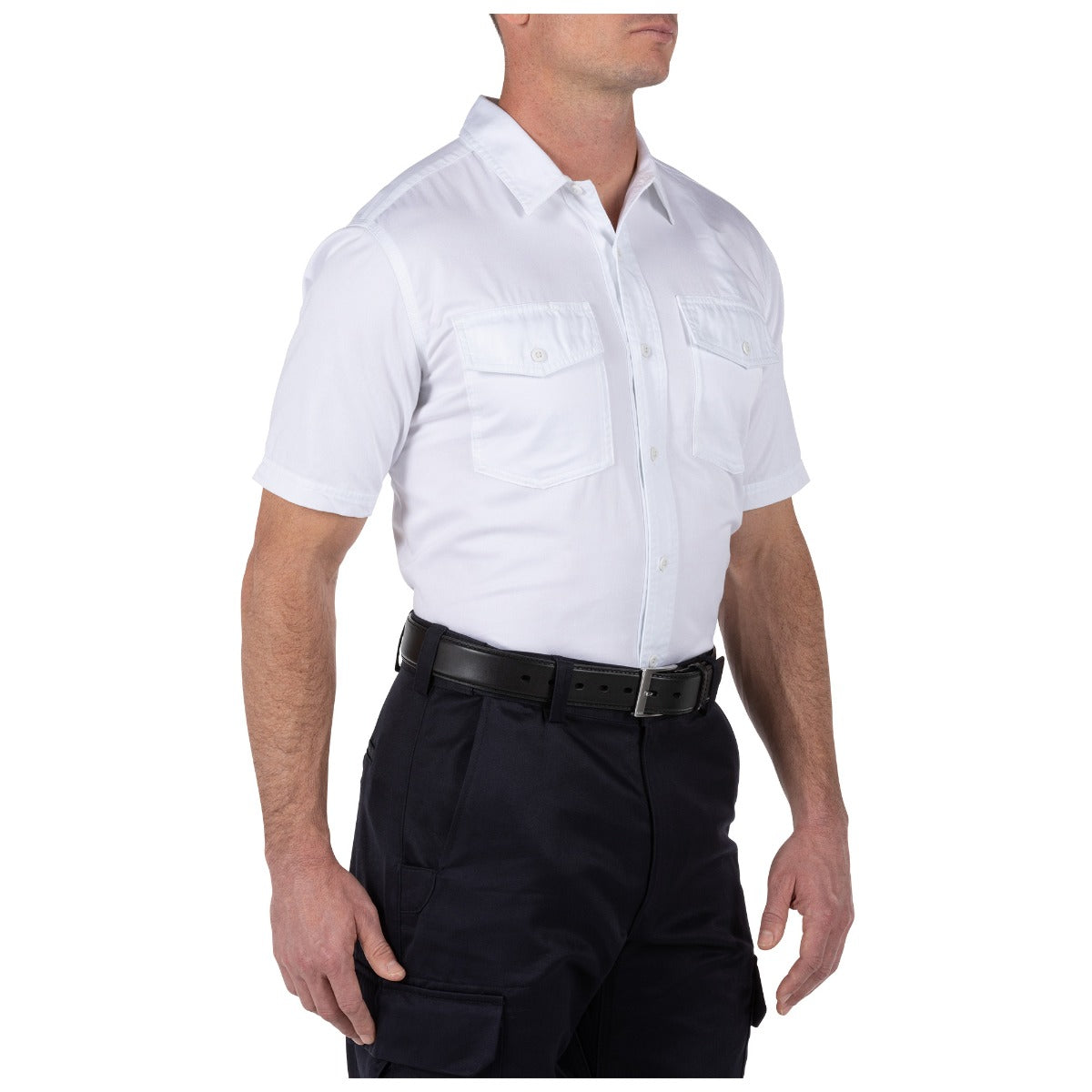 5.11 Tactical Company Short Sleeve Shirt (71391) | The Fire Center | Fuego Fire Center | Firefighter Gear |  Ready to answer every call through a busy shift, Short Sleeve Shirt backs you with a vital layer of safety (certified to NFPA 1975, 2019 edition) in a high-tech, low maintenance fabric. It’s made with a soft, & durable cotton twill that’s wrinkle-resistant with protective Firefly™ thread