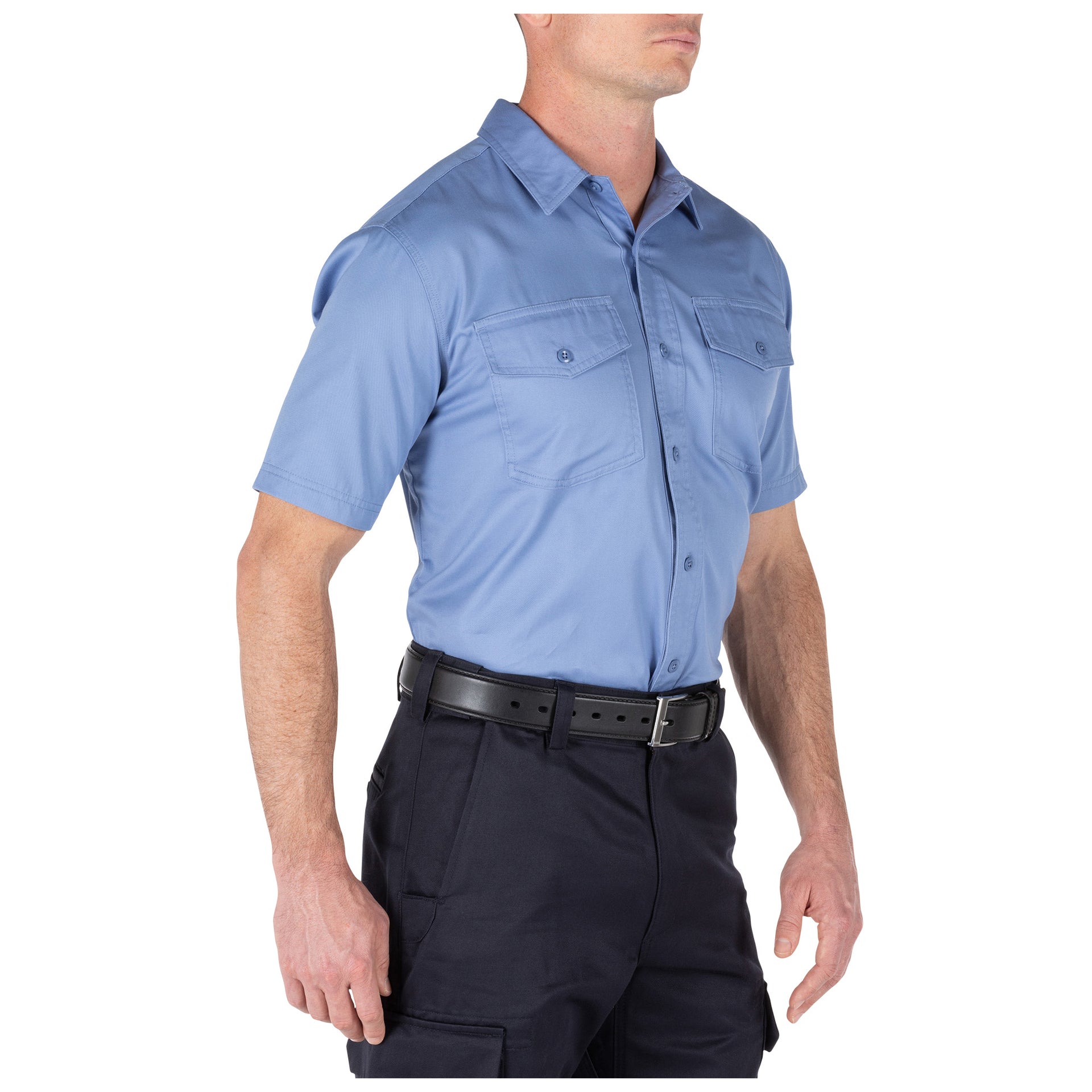 5.11 Tactical Company Short Sleeve Shirt (71391) | The Fire Center | Fuego Fire Center | Firefighter Gear |  Ready to answer every call through a busy shift, Short Sleeve Shirt backs you with a vital layer of safety (certified to NFPA 1975, 2019 edition) in a high-tech, low maintenance fabric. It’s made with a soft, & durable cotton twill that’s wrinkle-resistant with protective Firefly™ thread