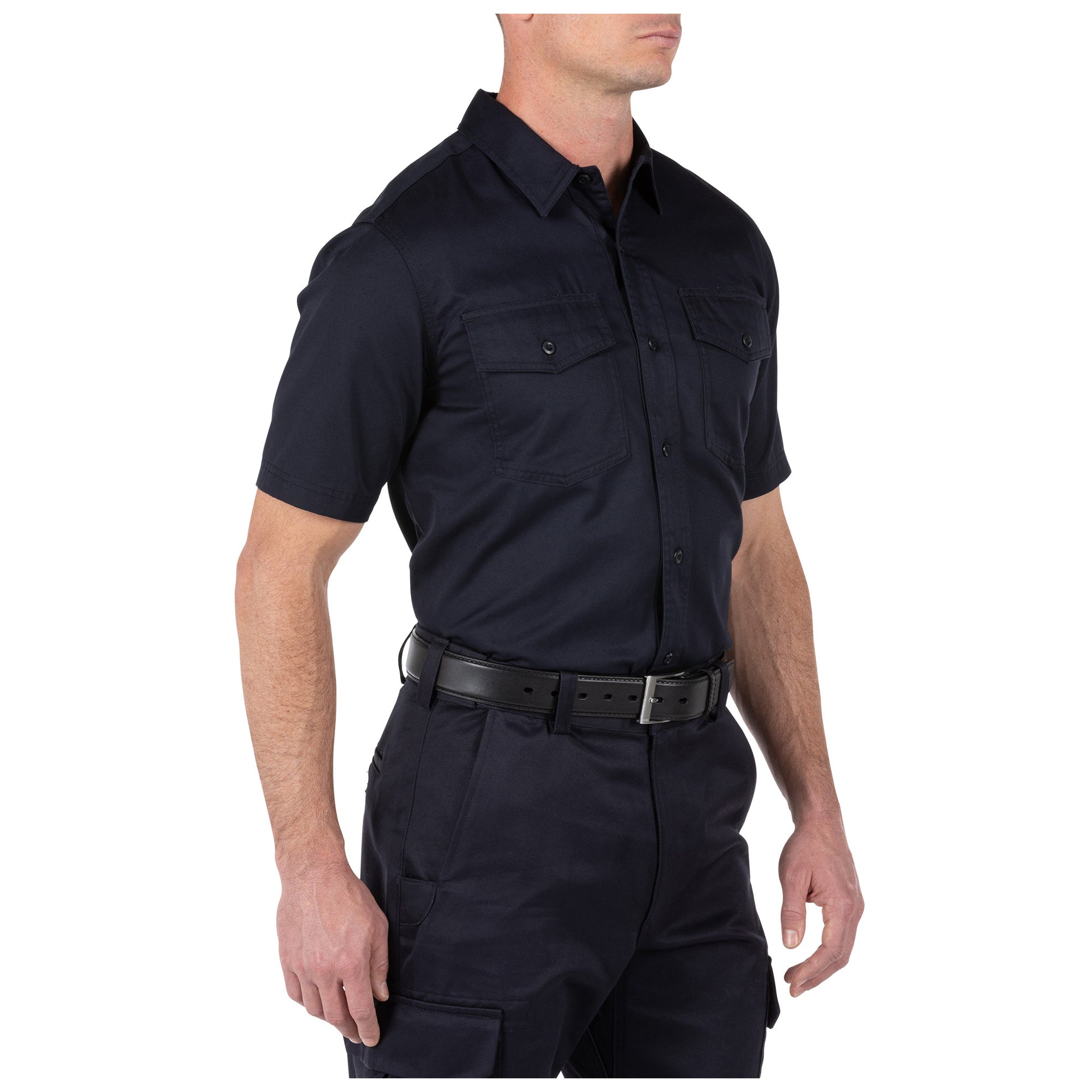 5.11 Tactical Company Short Sleeve Shirt (71391) | The Fire Center | Fuego Fire Center | Firefighter Gear |  Ready to answer every call through a busy shift, Short Sleeve Shirt backs you with a vital layer of safety (certified to NFPA 1975, 2019 edition) in a high-tech, low maintenance fabric. It’s made with a soft, & durable cotton twill that’s wrinkle-resistant with protective Firefly™ thread