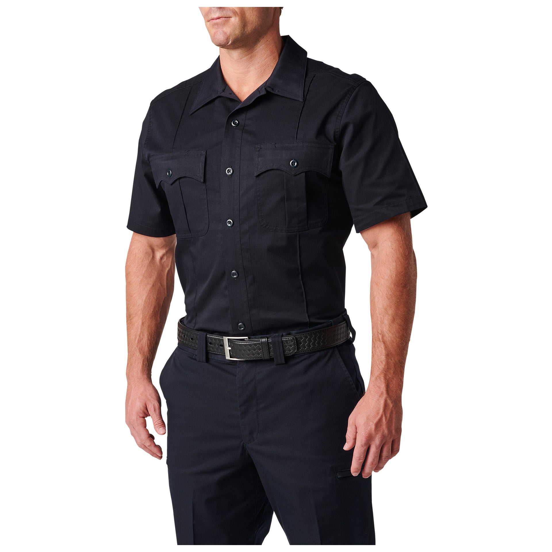 5.11 Tactical Mens Stryke Class A PDU Twill Short Sleeve Shirt (71405) | The Fire Center | Fuego Fire Center | Firefighter Gear | 5.11 Stryke® PDU® Class A Twill Shirt delivers comfort, durability, and high-performance utility in any field environment. Crafted from our Flex-Tac® mechanical stretch twill fabric, featuring triple-needle stitching, bartacking at key seams and stress points, a Teflon™ finish.