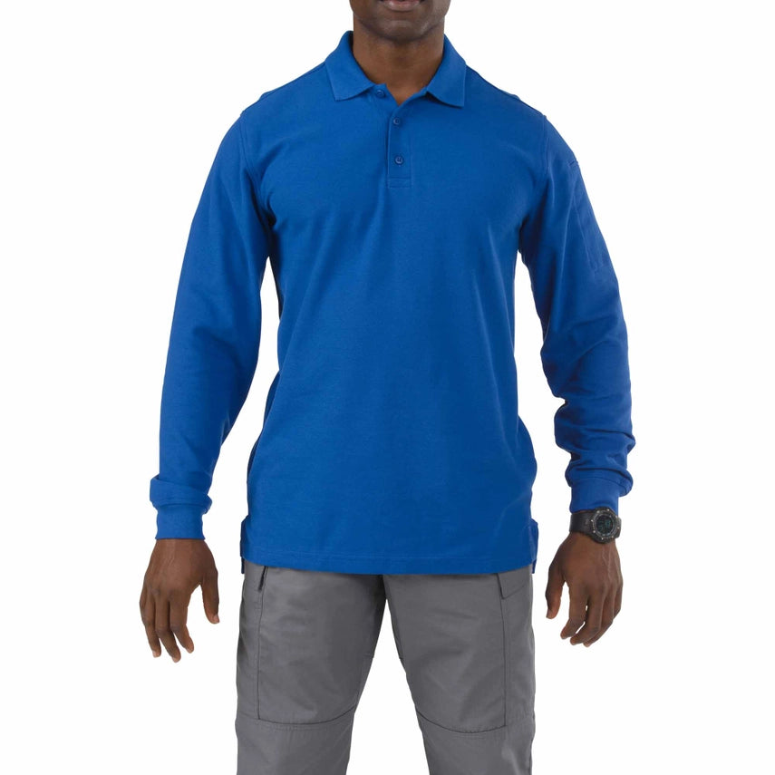5.11 Tactical Utility Long Sleeve Polo (72057) | The Fire Center | The Fire Store | Store | FREE SHIPPING | Engineered for superior wearability and versatility across a wide spectrum of job environments, the Long Sleeve Utility Polo provides the same crisp, clean appearance as our traditional Professional Polo, while integrated side vents provide greatly increased air flow to keep you cool and collected