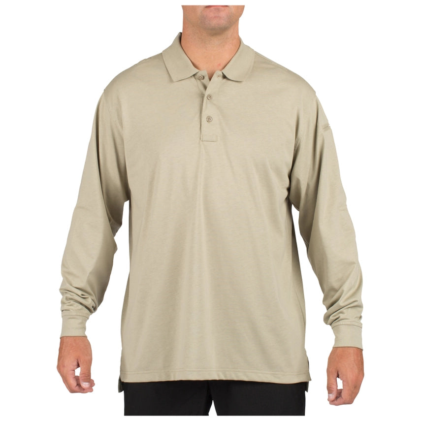 5.11 Tactical Jersey Long Sleeve Polo (72360) | The Fire Center | The Fire Store | Store | FREE SHIPPING | The first choice in casual uniform wear for law enforcement and fire professionals across the nation and around the world, the Long Sleeve Tactical Polo is designed to meet dress code and functionality requirements for first responders across a broad range of disciplines