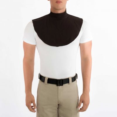 Blauer Mock Dickey displayed flat for fabric texture