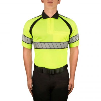 Blauer Hi-Vis Polo Shirt (8137) | The Fire Center | Fuego Fire Center | Store | FIREFIGHTER GEAR | FREE SHIPPING | TComfort and safety combine in this moisture wicking, anti-odor and highly breathable polo. Certified to ANSI 107-2020 Type P Class 2 high visibility safety standard. Stretch reflective material improves daytime contrast and looks smart.. 