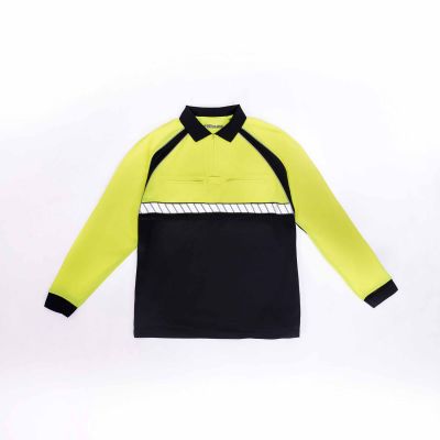 Blauer Long Sleeve Colorblock Performance Polo Shirt (8143) | The Fire Center | Fuego Fire Center | Store | FIREFIGHTER GEAR | FREE SHIPPING | A quick dry performance long sleeve polo shirt with a colorblock design for high visibility makes your job safer and more comfortable.