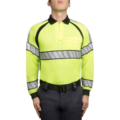 Blauer Long Sleeve Hi-Vis Polo Shirt (8147) | The Fire Center | Fuego Fire Center | Store | FIREFIGHTER GEAR | Certified to ANSI 107-2020 Type P Class 2 high visibility safety standard. Stretch reflective material improves daytime contrast and helps you be seen at night