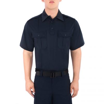 Blauer Performance Patrol Polo (8160) | The Fire Center | Fuego Fire Center | Store | FIREFIGHTER GEAR | A true dress polo designed for duty wear. Fast-drying, breathable, lightweight material with five-crease military styling and a sport collar, three-button placket and mic tab. No fade, no snag, no pill fabric keeps you looking good longer. 