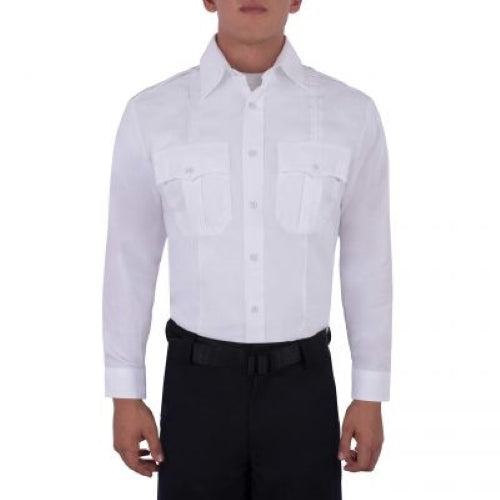 Blauer Class A Long Sleeve Shirt [WHITE] (8431) | The Fire Center | The Fire Store | Store | Fuego Fire Center | Firefighter Gear | Long Sleeve cotton Shirt can accommodate and secure your necessities with its pleated pockets and pencil slot both guarded with the hook-and-loop closure