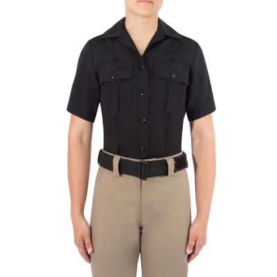 Blauer short sleeve wool blend shirt with banded collar and military creases (8460)  | The Fire Center | Fuego Fire Center