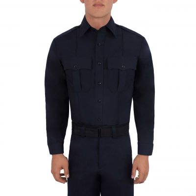 Blauer long sleeve wool blend shirt with banded collar and military creases (8450)  | The Fire Center | Fuego Fire Center