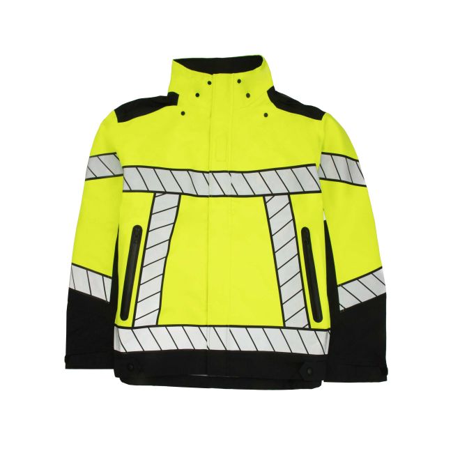 Blauer SuperLight Hi-Vis Shell Jacket (9870V) | The Fire Center | Fuego Fire Center | firefighter Gear | Meet the best in materials technology, brought to a super lightweight hi-vis hardshell duty jacket. Featuring a double fly storm front, waterproof zippered pockets and side openings for equipment access, and a Napoleon pocket under the storm flap, you'll stay protected and visible