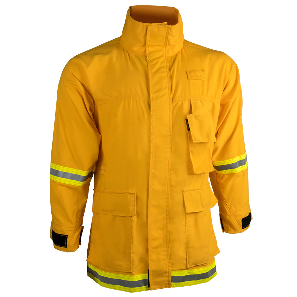 CrewBoss Interface Coat - 7 oz Tecasafe Wildland (IFC0117) | The Fire Center | Fuego Fire Center | FIREFIGHTER GEAR | The CrewBoss Interface Coat is ideal for the urban firefighter. Its unique cut provides superior thermal protection while allowing for an enhanced range of motion. With its full-cut design and caped shoulders, the Interface Coat provides the firefighter with a comfortable fit.