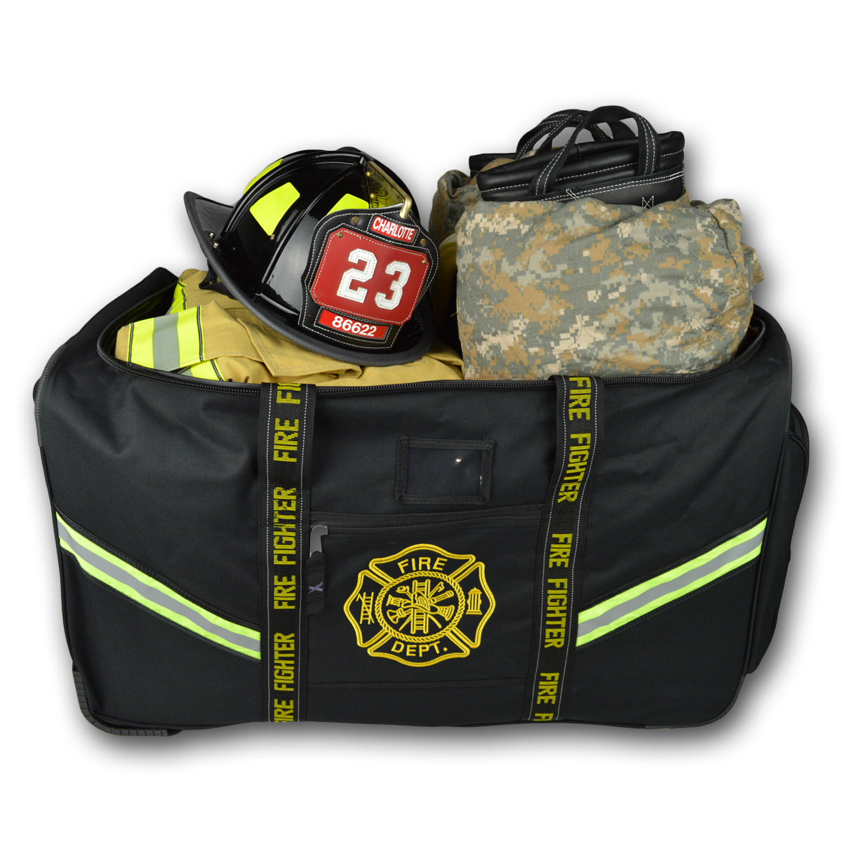 Lightning X Premium Rolling Gear Bag (LXFB60) | The Fire Center | The Fire Store | Store | FREE SHIPPING | Built like no other, a truly unique design! Originally made for the National Guard Firefighters, years of input and development went into this bag and the result is a wheeled fire gear bag that is virtually indestructible. Maybe the luggage companies should take note!