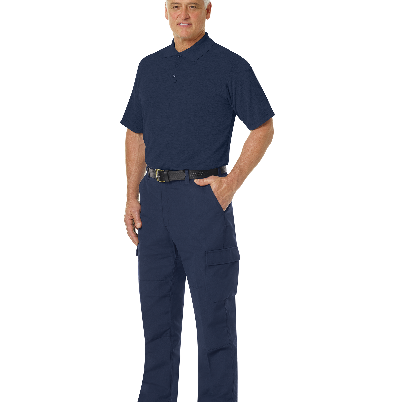 Workrite Classic Rescue Cargo Pant (FP70) | Fire Store | Fuego Fire Center | Firefighter Gear | Legs feature silicone beading for durable creases. Double reinforced knees. Side-elastic on waistband for added comfort. Two large pleated cargo pockets with concealed snap closures. Two rear welt pockets with hook-and-loop flap closures