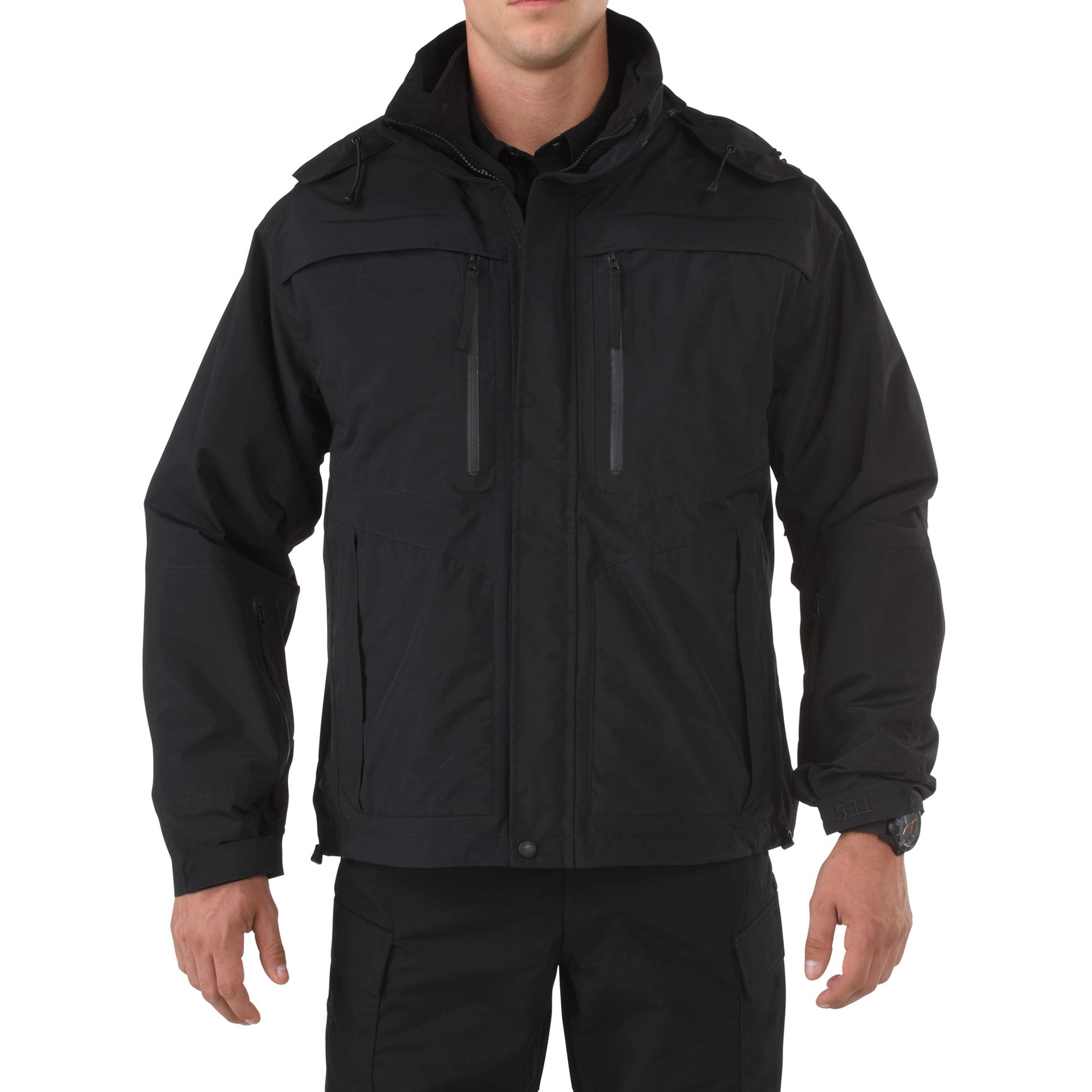 5.11 Tactical Valiant Duty Jacket (48153) | The Fire Center | Fuego Fire Center |  Built on a 5-in-1 platform, the Valiant Duty Jacket consists of a high-performance shell and a removable matching softshell jacket that works as a standalone jacket or converts to a vest (also available separately). 