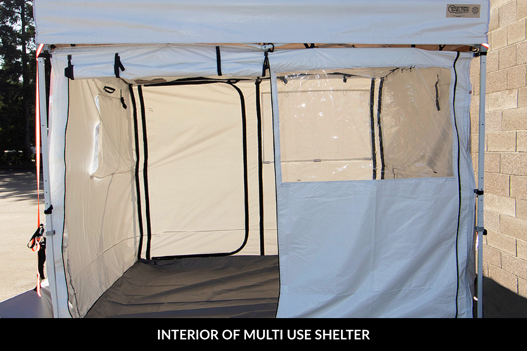 The Rehab Vehicle Kit is easy to transport by pickup, SUV, or fire apparatus. Just two crew members can set up our rehab system or one member can get things going.  The entire Vehicle Rehab Kit is stored in heavy duty vinyl bags, with multiple webbing handles for quick access, handling and portability. Leave the Kit on the BC or Safety vehicle, or store on the floor in the station and grab it when needed.