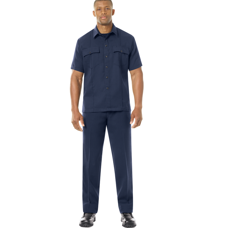 Introducing our new Station No. 73 Collection. Contemporary flame-resistant station wear built with functionality, comfort and NFPA® 1975 compliance in mind. Developed with extra features that enhance daily wear and fabric that more effectively wicks moisture from the skin to help reduce heat stress when things heat up. No badge tab. No epaulets. Straight bottom hem with side vents. Banded collar for professional appearance. 