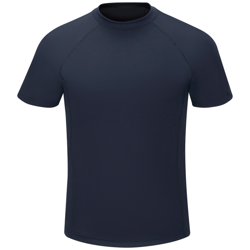 This lightweight FR stationwear base layer made with Tech T4™ fabric is designed with the features and performance you love plus the FR protection you need.  More protection. More benefits. More comfort. This lightweight FR stationwear base layer made with Tech T4™ fabric serves you better than cotton t-shirts with enhanced seam strength and fire service-specific features. Durable, comfortable, and cool. We've got you covered. Athletic, tapered fit. Ribbed-knit collar.