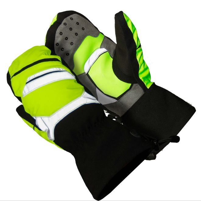 Blauer Hi-Vis Flicker Mitt (GL203) | The Fire Center | The Fire Store | Store | Fuego Fire Center | Firefighter Gear | ultimate warmth in cold weather, these hi vis mittens can't be beat. Reflective accents help you be seen by drivers, "flicks" off quickly when you need your gear. Waterproof Hi-Vis design with lofted premium insulation and gauntlet cuff. Flicker Mitten is built for extended periods outside