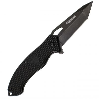 Blauer Stinger Folding Knife (KN1009)| The Fire Center | Fuego Fire Center | Store | FIREFIGHTER GEAR | FREE SHIPPING | Perfectly balanced and ergonomically constructed, this assisted-opening knife with positive frame lock will become your everyday favorite in no time. No-slip Kydex grip and a Tanto style steel blade provide all-weather performance.