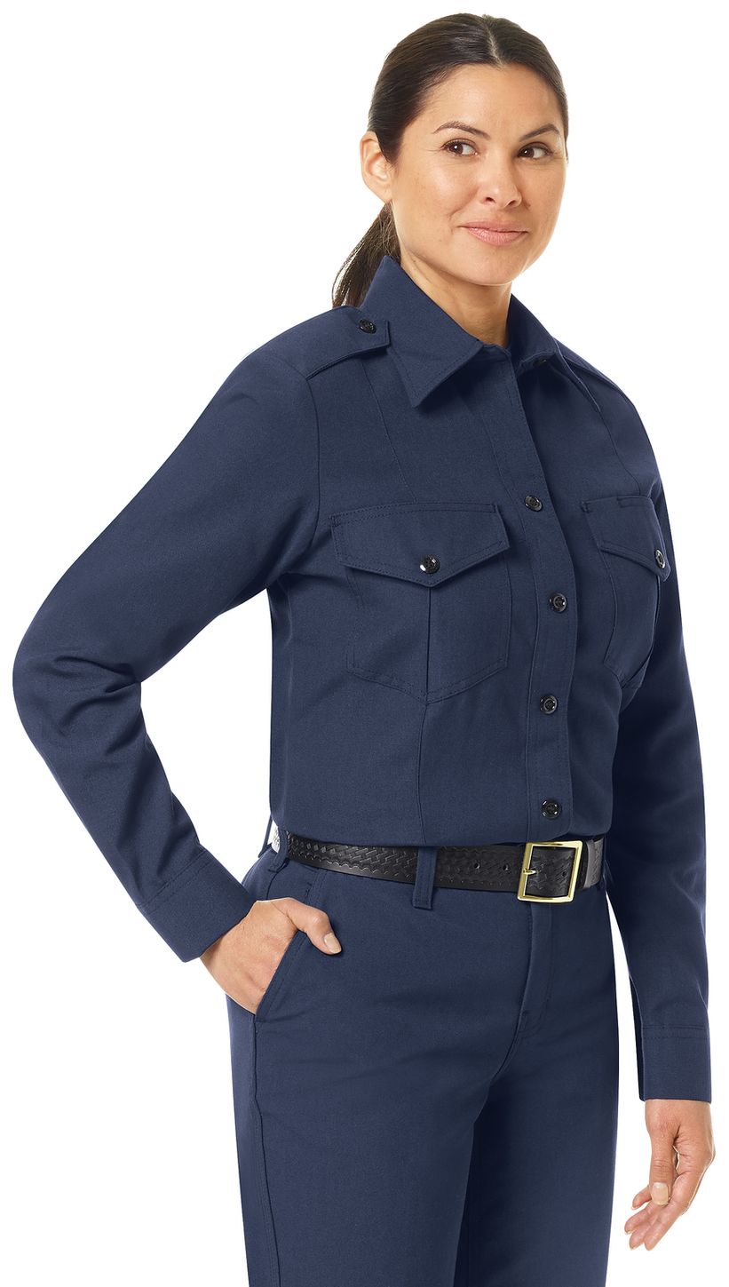 Workrite Women's Classic Long Sleeve Fire Chief Shirt (FSC5) | Fire Store | Fuego Fire Center | Firefighter Gear | Made with durable, flame-resistant Nomex® IIIA fabric and autoclaved with our proprietary PerfectPress® process to give you a professional appearance that lasts. Designed specifically with women in mind.